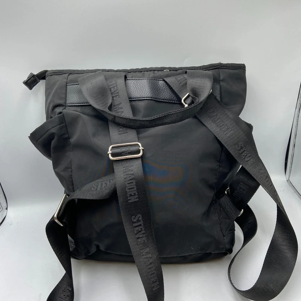 Steve Madden Backpack Theda Black Zip Inner Pocket Adjustable Strap Shoulder
